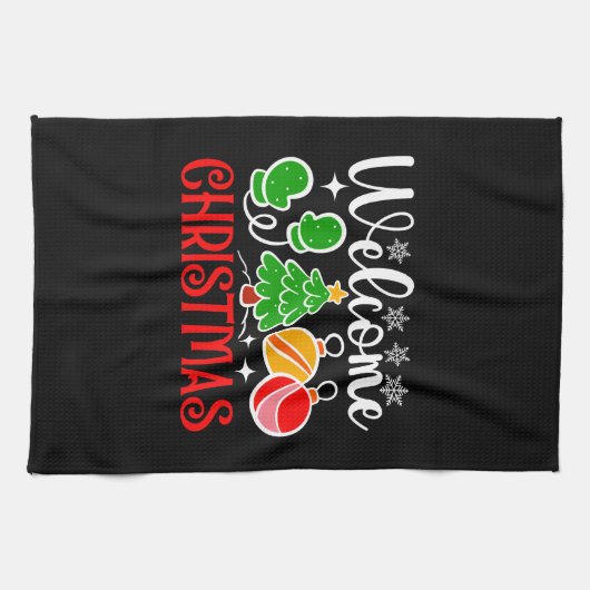 Weihnachten Willkommen Geschirrtuch (Horizontal)