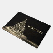 Weihnachten Willkommen Golden Shiny Tree Winter Sc Fußmatte (Schrägansicht)