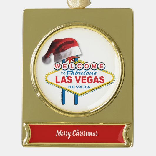 Weihnachten Willkommen im Zeichen von Las Vegas Banner-Ornament Gold (Vorderseite)