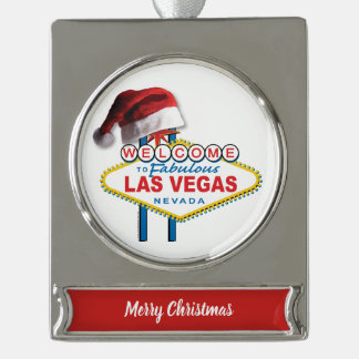 Weihnachten Willkommen im Zeichen von Las Vegas Banner-Ornament Silber