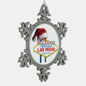 Weihnachten Willkommen im Zeichen von Las Vegas Schneeflocken Zinn-Ornament (Links)