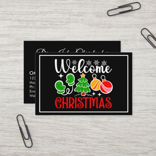 Weihnachten Willkommen Visitenkarte (Vorderseite/Rückseite Beispiel)
