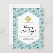 Weihnachten Winter Berries Grüne Logo Business Postkarte (Vorne/Hinten)