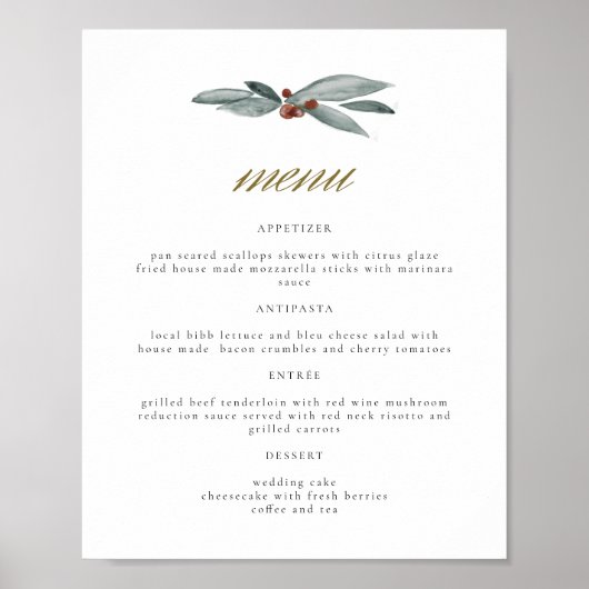 WEIHNACHTEN Winter Berry Weihnachtsmenü Poster (Vorne)