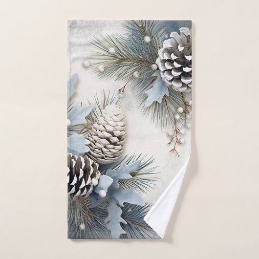 Weihnachten, Winter, Blau, Pine Cones Schneeflocke Badhandtuch Set (Handtuch)