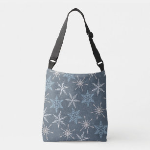 Weihnachten Winter Blau Schneeflocken Muster Tragetaschen Mit Langen Trägern