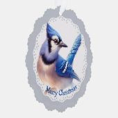 Weihnachten Winter Bluejay Vogelwelt Natur Ornament Karte (Rechts)