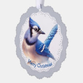 Weihnachten Winter Bluejay Vogelwelt Natur Ornament Karte (Links)