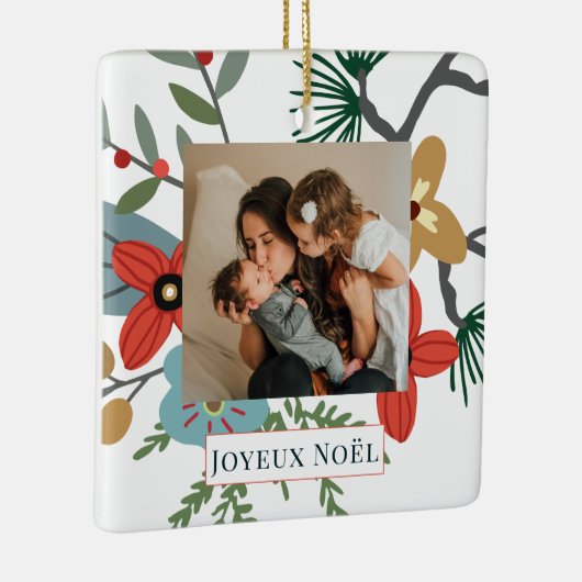 Weihnachten Winter Blume Joyeux Noël Holiday Foto Keramikornament (Rechts)