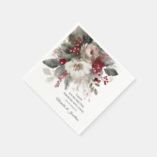 Weihnachten Winter Blumenbibel Christliche Hochzei Serviette (Ecke)