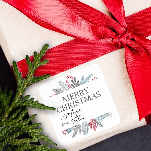 Weihnachten Winter botanische Landschaft zu und vo Quadratischer Aufkleber