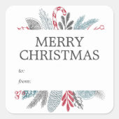 Weihnachten Winter botanische Landschaft zu und vo Quadratischer Aufkleber (Vorderseite)