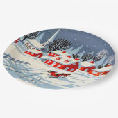 Weihnachten Winter Dorf Schnee Pappteller (Schrägansicht)