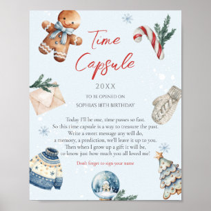 Weihnachten Winter Erster Geburtstag Kapsel Poster