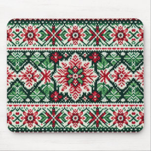 Weihnachten/Winter Fair Isle Rot und Grün Mousepad