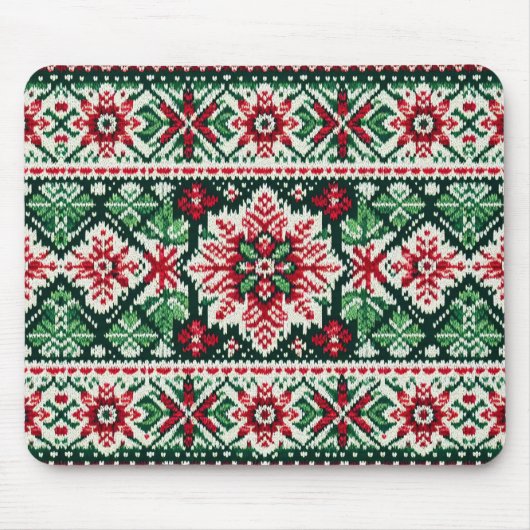Weihnachten/Winter Fair Isle Rot und Grün Mousepad (Vorne)