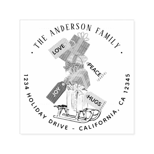 Weihnachten Winter Feierliche Familienname Adresse Permastempel (Design)