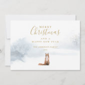 Weihnachten Winter Fox Elegantes Gold Script Foto (Vorderseite)