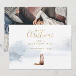 Weihnachten Winter Fuchs Elegant Gold Schrift Foto