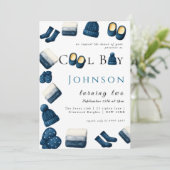 Weihnachten Winter gemütliche Junge zwei Einladung (Stehend Vorderseite)