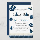 Weihnachten Winter gemütliche Junge zwei Einladung (Vorne/Hinten)