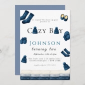 Weihnachten Winter gemütliche Junge zwei Einladung (Vorne/Hinten)