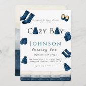 Weihnachten Winter gemütliche Junge zwei Einladung (Vorne/Hinten)