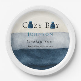 Weihnachten Winter gemütliche Junge zwei Pappteller