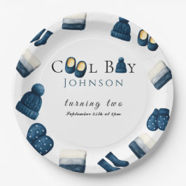 Weihnachten Winter gemütliche Junge zwei Pappteller