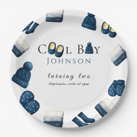 Weihnachten Winter gemütliche Junge zwei Pappteller (Vorderseite)