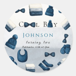 Weihnachten Winter gemütliche Junge zwei Runder Aufkleber