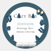 Weihnachten Winter gemütliche Junge zwei Runder Aufkleber (Vorderseite)