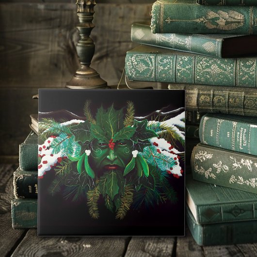 Weihnachten Winter Green Man Fliese