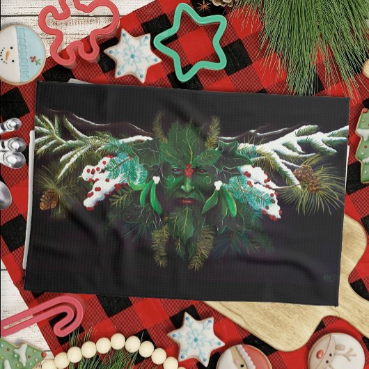 Weihnachten Winter Green Man Geschirrtuch