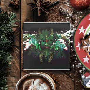 Weihnachten Winter Green Man Glasuntersetzer