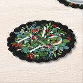 WEIHNACHTEN Winter Greenery Urlaub Schwarz Untersetzer (angewinkelt)