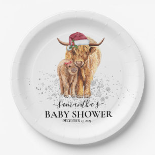 Weihnachten Winter Highland Kuh Kalb Baby Shower Pappteller