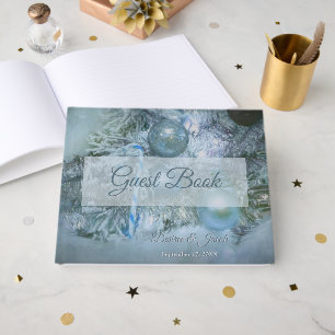 Weihnachten Winter Hochzeitsfeiern Blaue Aquamarin Gästebuch