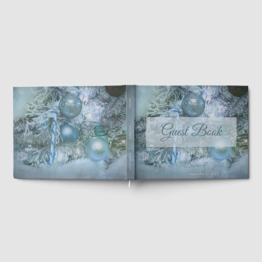 Weihnachten Winter Hochzeitsfeiern Blaue Aquamarin Gästebuch (Voll)