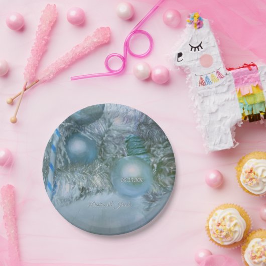 Weihnachten Winter Hochzeitsfeiern Blaue Aquamarin Pappteller (Party)