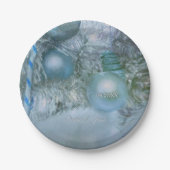 Weihnachten Winter Hochzeitsfeiern Blaue Aquamarin Pappteller (Vorderseite)