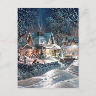 Weihnachten Winter-Hütte Postkarte