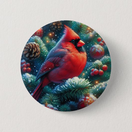 Weihnachten/Winter Kardinal Button (Vorderseite)