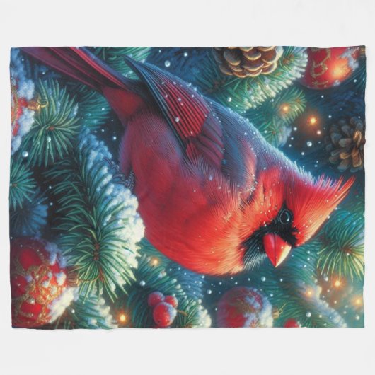 Weihnachten/Winter Kardinal Fleecedecke (Vorderseite (Horizontal))