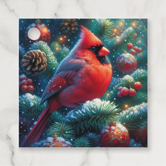 Weihnachten/Winter Kardinal Geschenkanhänger (Vorderseite)