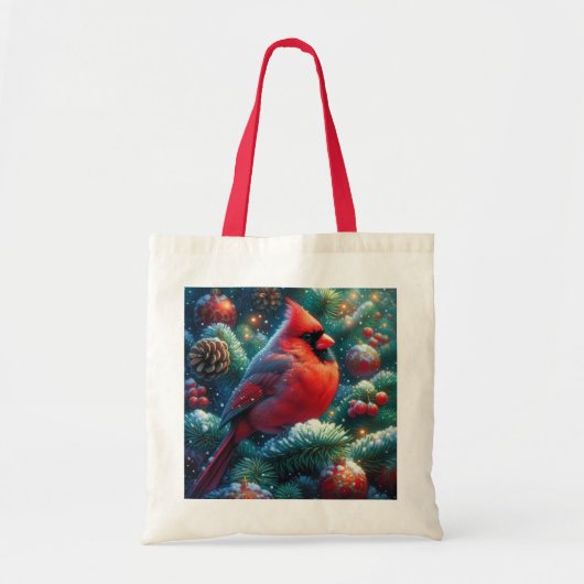 Weihnachten/Winter Kardinal Tragetasche (Vorne)