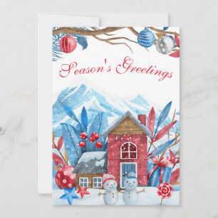 Weihnachten Winter Landschaft Wasserfarben Foto-Ka