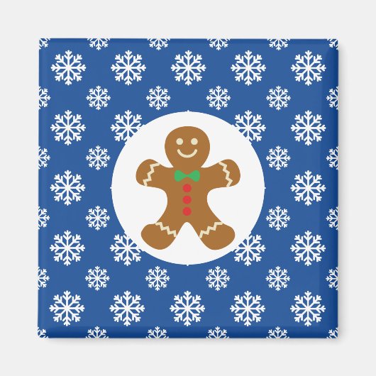 Weihnachten / Winter Lebkuchen Mann Schneeflocken Magnet (Vorne)