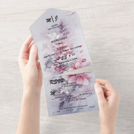 Weihnachten Winter Lila Blume Vintage Hochzeit All In One Einladung