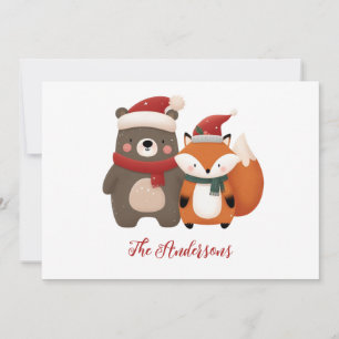 Weihnachten/Winter Niedlicher Bär & Fox Feiertagskarte